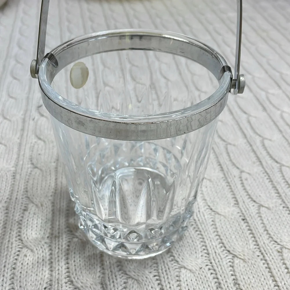 Cristal d'Arques France Mini Ice Bucket With Silver Metal Handle lead crystal - Picture 4 of 11
